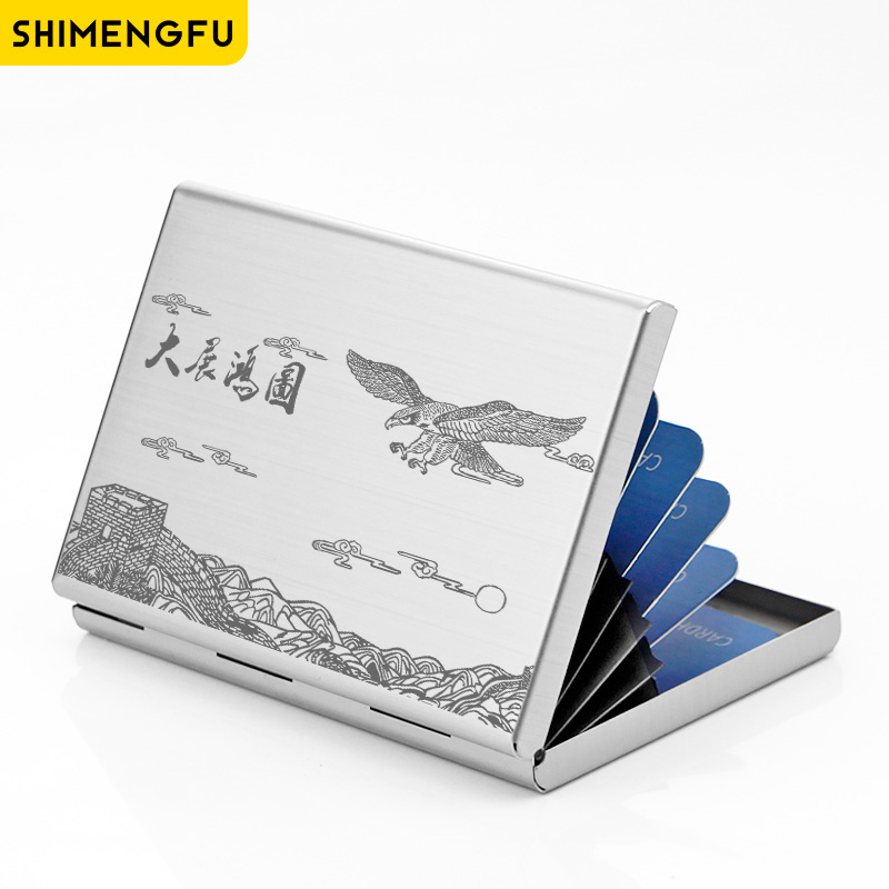 2022 stainless steel card holder anti-theft brush degaussing female net celebrity business card holder bank card box ID card holder