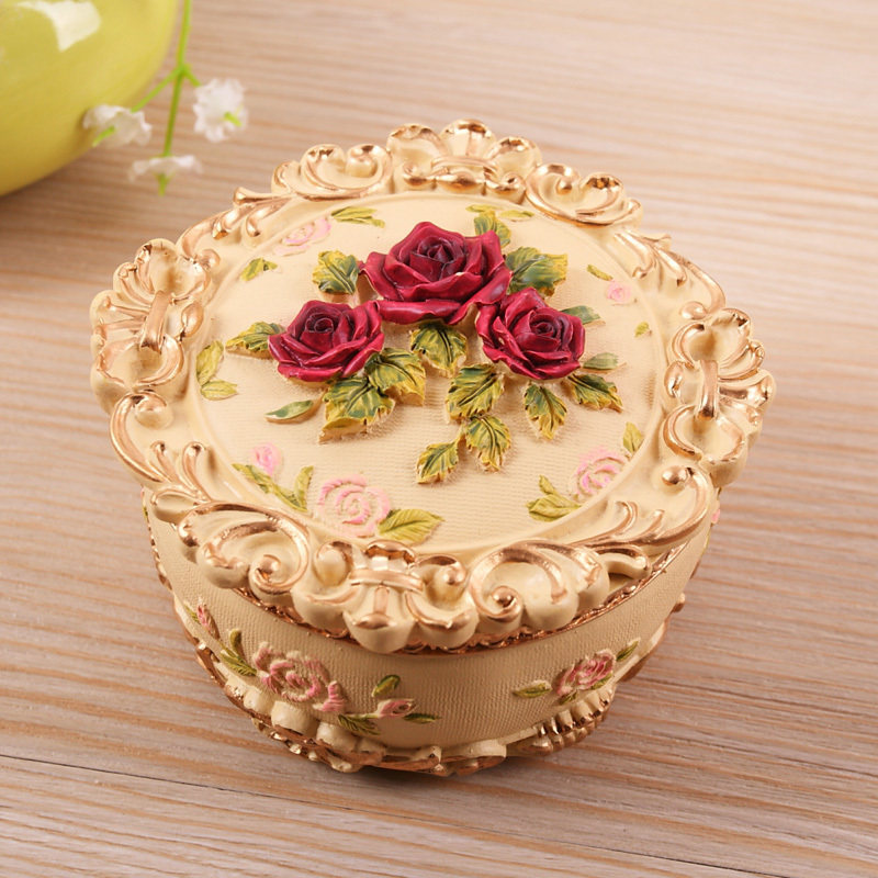 European retro three-dimensional carved flower princess Korea creative birthday gift storage box home jewelry box jewelry box