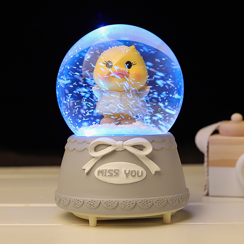 Do you want me to duck crystal ball music box, Sky City, Music Box, Music Box, New year gift girl girl with snow