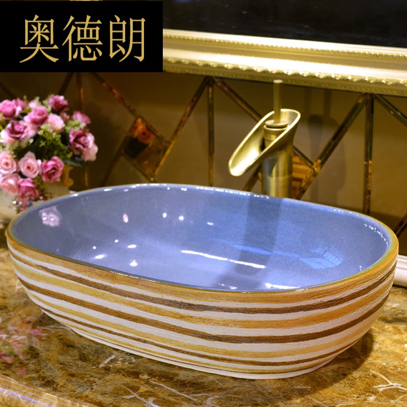 Washbasin Ceramic Eu Type Rectangular Oval Makeup Room Art Terrace Basin Washbasin Washbasin Terrace Basin