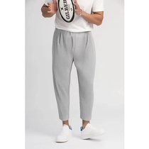 Japanese fold pants autumn new mens radish pants Harlan suit pants loose straight casual ankle-length pants men