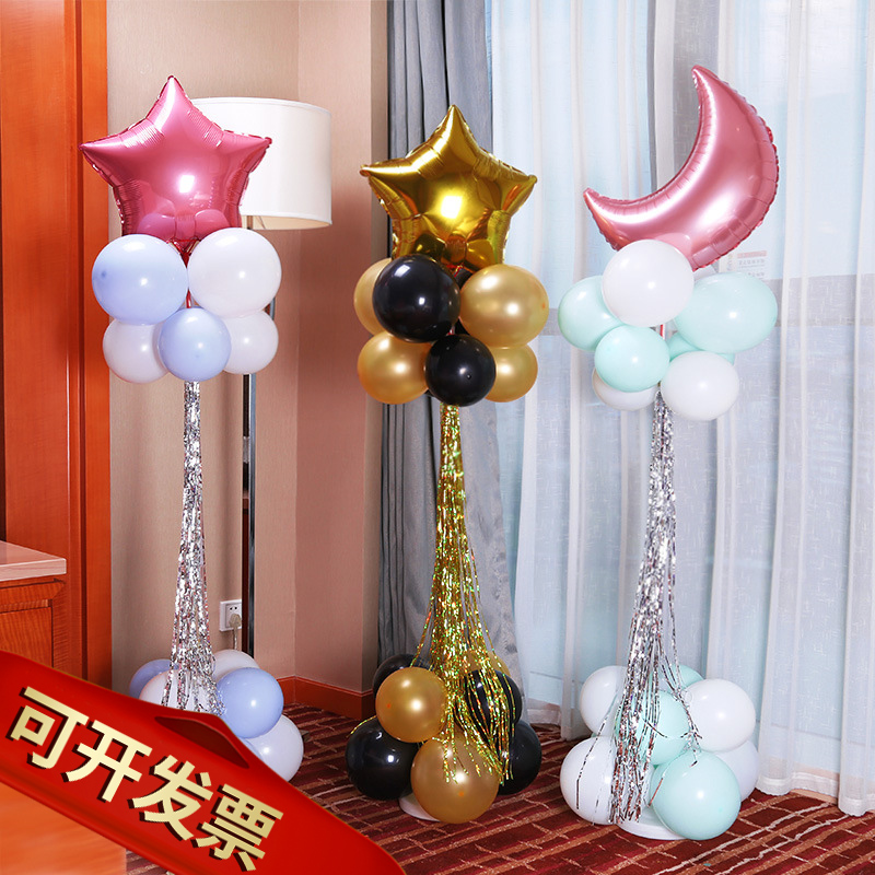 Graduate beauty salon birthday ceremony party exhibition hall decoration column opendoor balloon track scene