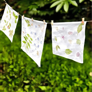 Plant Leaf Rubbing and Printing DIY Cotton Square Towel Fabric Printing Tools and Materials for Kindergarten Children an