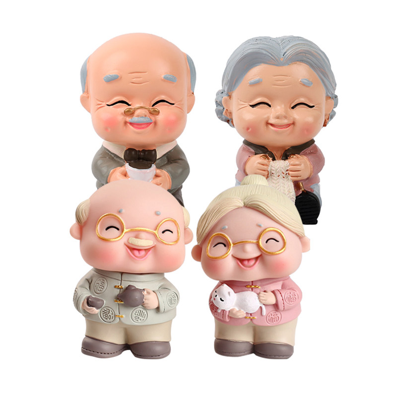 Life cake decorated teapot grandpa with grandma and grandma with Sushi Sunday dessert dress