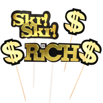 Laser local tyrant gold skr plug-in RICH birthday party festival baking cake decoration flag planting