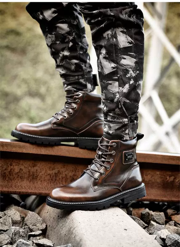 Martin boots nam 2018 mới giày cao đầu ngoài trời da tất cả các trận đấu hợp thời trang giày quân đội giày tuyết giày phong phú mùa đông - Kính khung