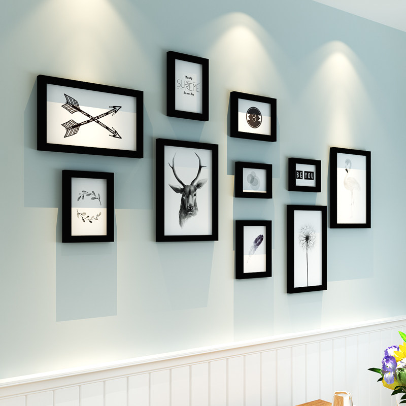 Minimalist modern photo wall Jane beauty Nordic photo frame hanging wall creative composition Decorative Easel Restaurant Solid Wood Photo Wall-Taobao