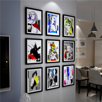 Vertical porch hanging painting European living room photo wall decoration aisle frame wall dining room Group Nine Palace grid hanging wall