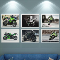Kawasaki Ducati motorcycle poster hanging painting cross-country locomotive road racing mural bedroom 4s shop decoration painting