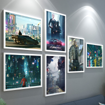 Cyberpunk 2077 game poster hanging painting Cyberpunk e-sports Internet Cafe cafe mural dormitory decoration painting