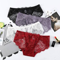 () (3 pack) Sexy lace panties Female temptation Low waist briefs Sexy incognito ladies panties low