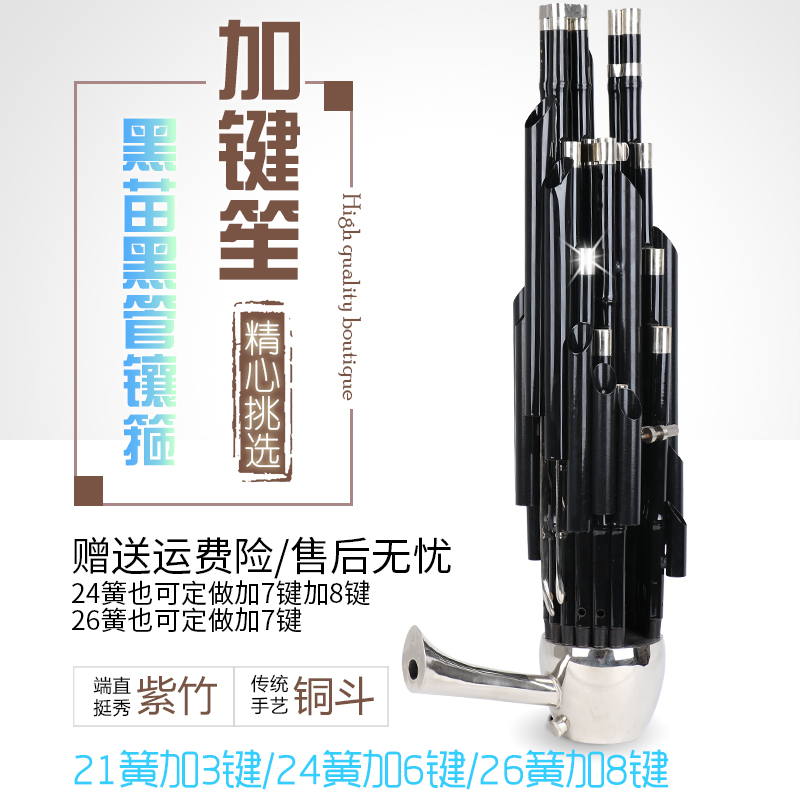 Professional performance of Wang's folk Music 21 spring 24 spring 26 spring Zizhu inlaid black pipe D tune plus 3 keys 6 keys 8 keys 7 keys Sheng