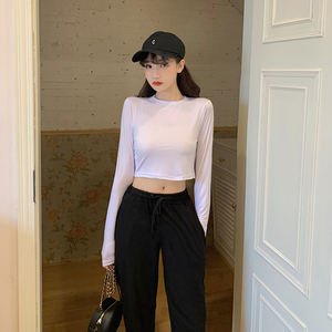 早秋短款紧身泫雅显瘦漏脐上衣