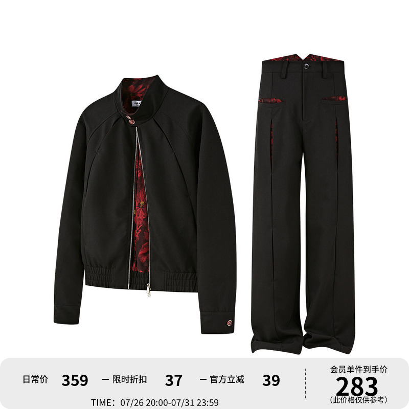 Kreate'Floating Shadow' Split-Panel Dyed Oil Painting Style Contrasting Color Harrington Old Money Stand Collar Jacket Kreate'Floating Shadow' Split-Panel Dyed Oil Painting Style Contrasting Color Harrington Old Money Stand Collar Jacket