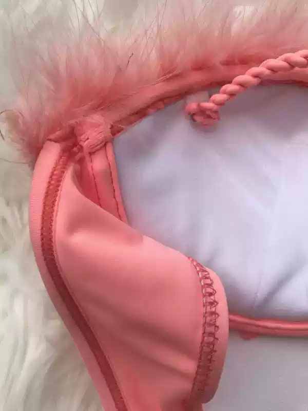 gấu gấu nhà lông gà tây cá tính xẻ tà áo tắm thời trang nữ mùa hè mới bộ bikini hai mảnh - Bộ đồ bơi hai mảnh