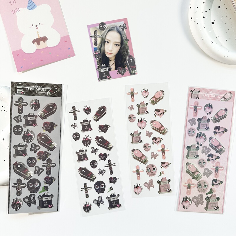 Coisini Original 3D Modeling Laser Cross Coffin Tombstone Guka Planner DIY Decorative Stickers