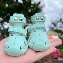 Chikojia DJJ new dog shoes Teddy Bichon dog fish mouth mesh sandals dog shoes sandals to prevent sole burns