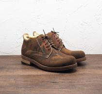 Custom autumn winter camouflage round head lacing cow leather not open glue Goodyear special v bottom Martin boots male and female short boots Shougen