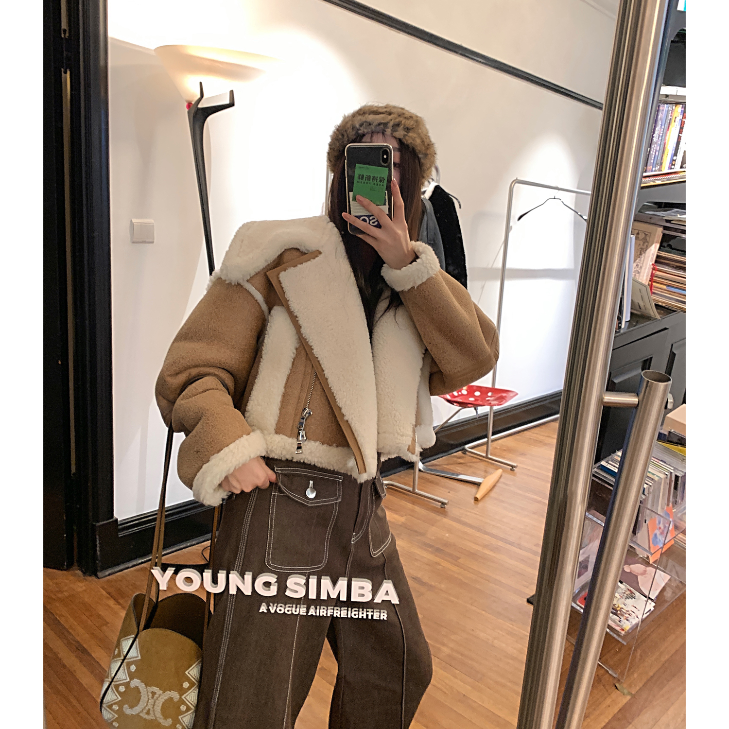 Fu Zhien Christmas Special Merino Fur Coat Women's Big Lapel Short Motorcycle Fur Coat Winter