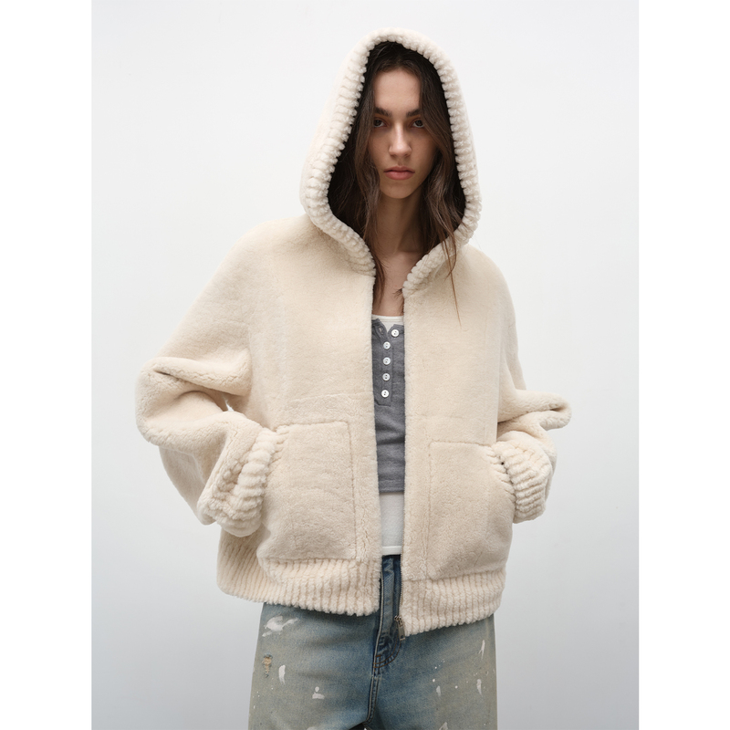 Fu Zhi En Bad Boy Hooded Merino Shearling Integrated Age-Reducing Lamb Fur Coat for Women Autumn and Winter Fu Zhi En Bad Boy Hooded Merino Shearling Integrated Age-Reducing Lamb Fur Coat for Women Autumn and Winter