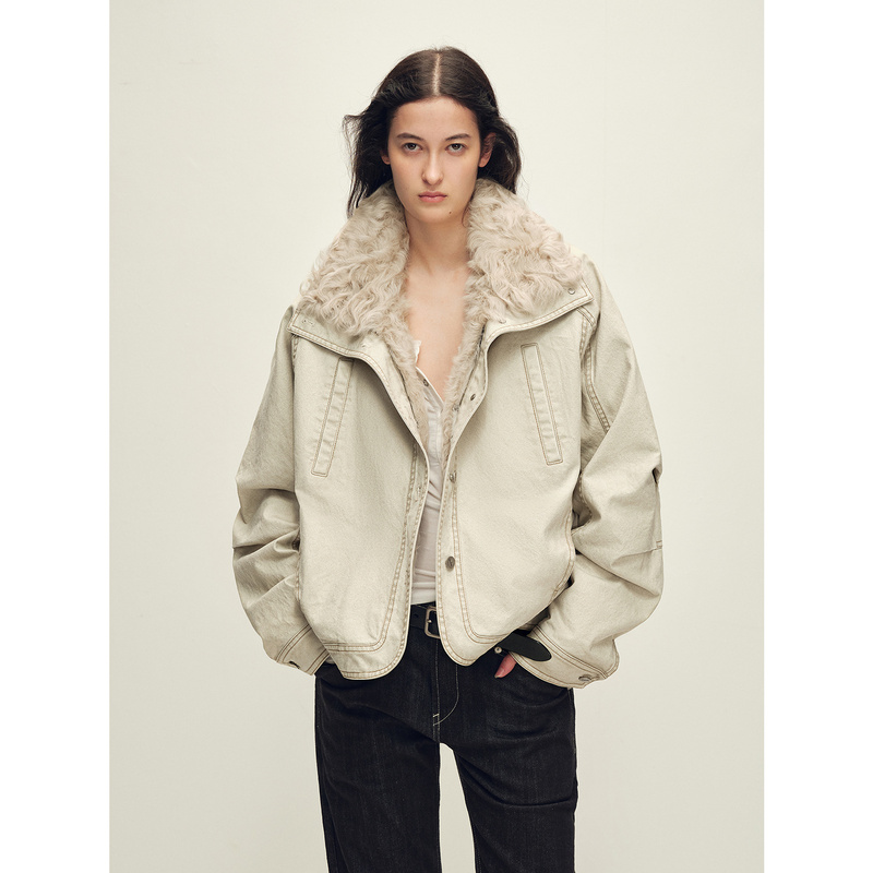 【Chic Parka】Fu Zhi En Aurora Snowfall Detachable Fur Collar 90% Goose down Fur Parka Jacket
