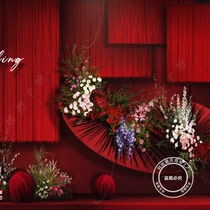 Have a retro red thread curtain wedding high-end engagement banquet encrypted thread curtain wedding decoration tassel straight curtain