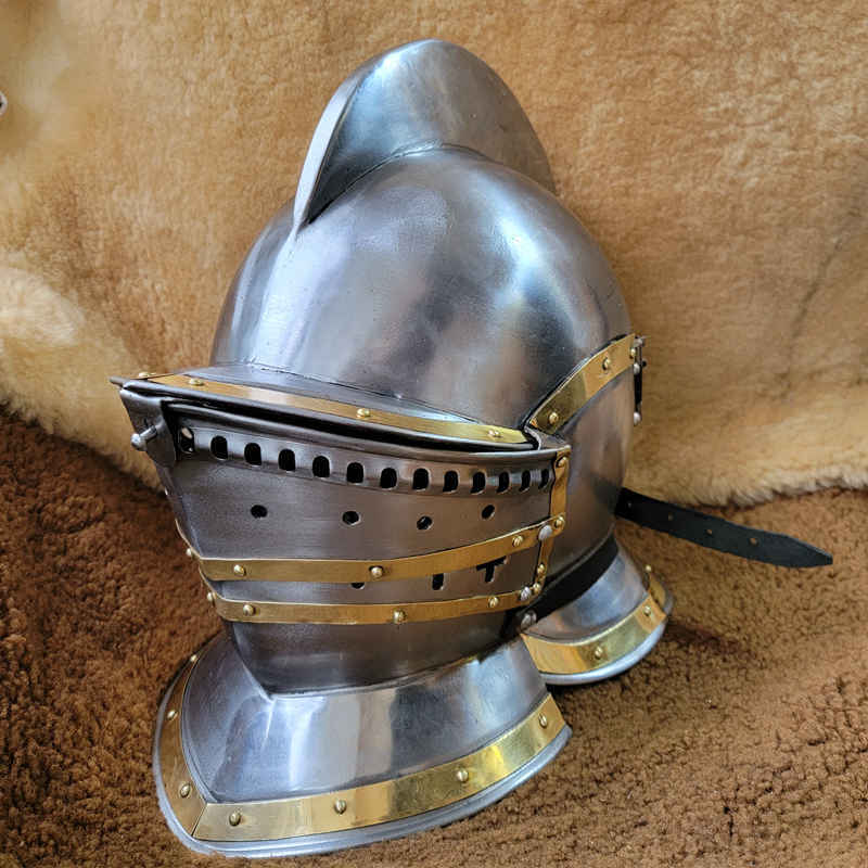 Real-Time Inventory = European Armor Medieval Knight Helmet Cosplay Burgundy Military Helmet Historical Reenactment 