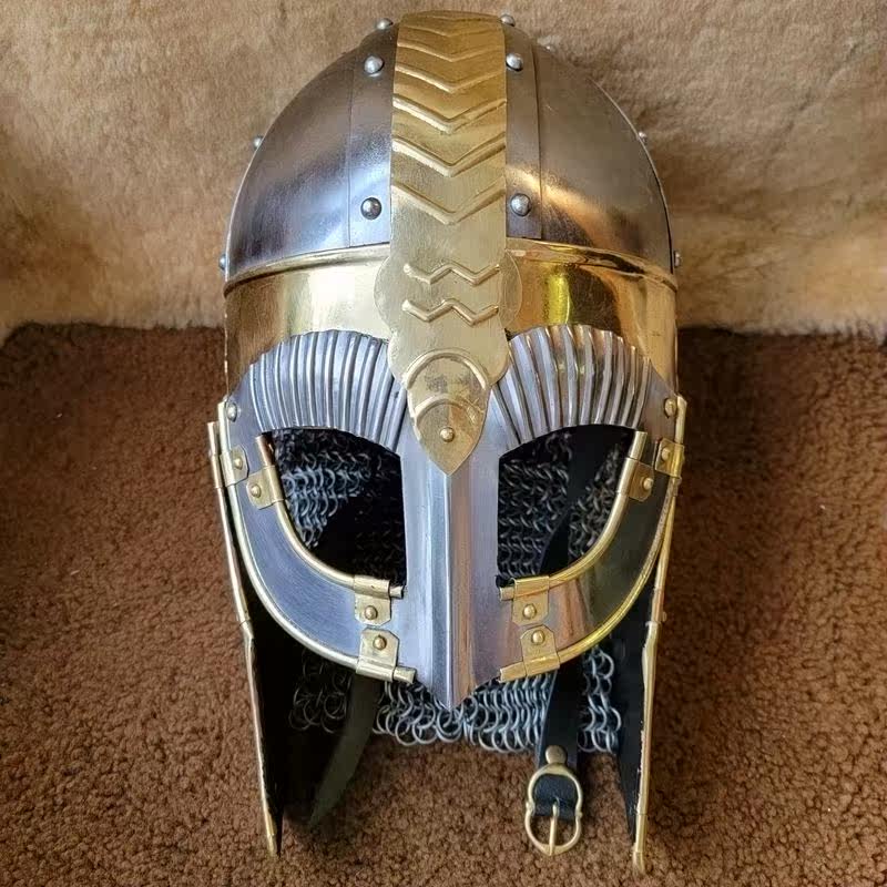 -spot-medieval early Viking safety helmet Saxon Celtic brass armor live-action wearable