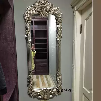 European luxury full-length mirror landing full-body full-length mirror luxury fashion wall-mounted mirror European mirror Retro Mirror