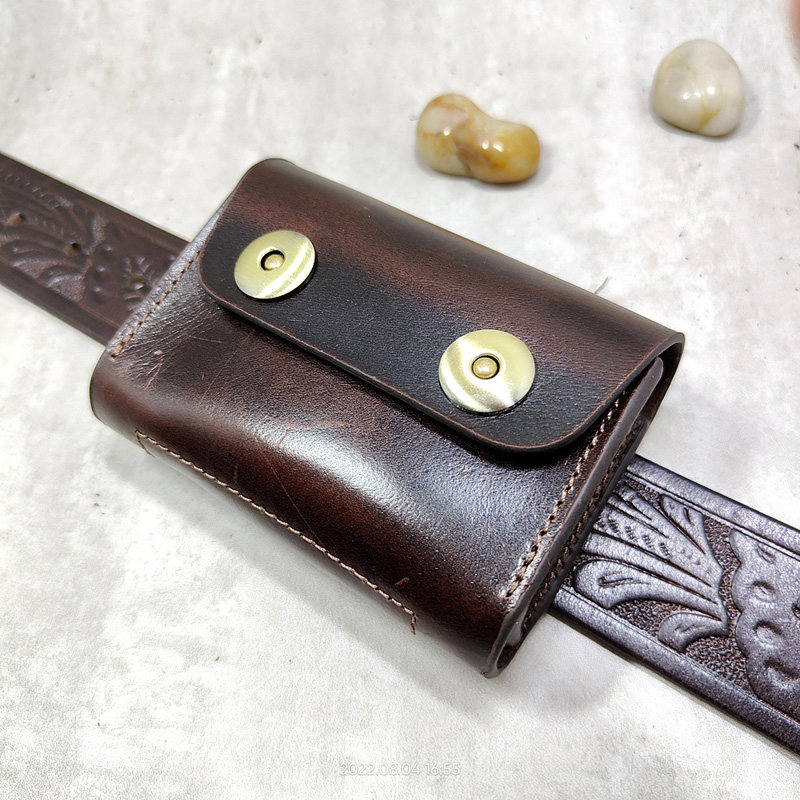 Three-layer horizontal multi-functional mini waist bag hanging belt card bag wearing belt key bag genuine leather cowhide men 3618