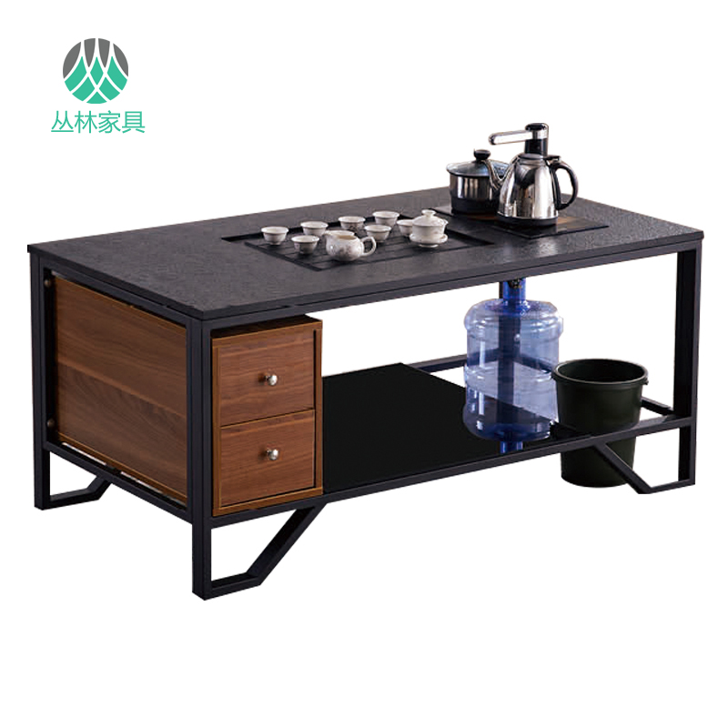 Kung Fu Tea Table Sofa Tea Table Tempered Glass Stainless Steel Creative Tea Coffee Table Office Furniture Tea Table