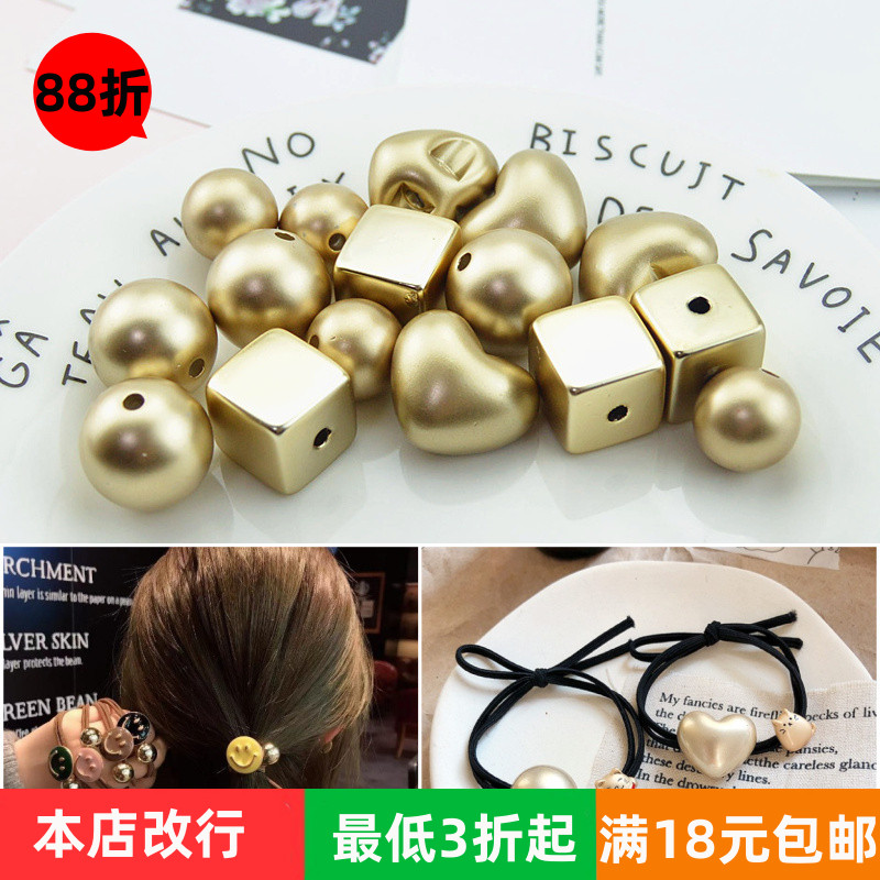 Light Gold Resin Perforated Beads Straight Holes Diamonds Love Diy Hair Circles Accessories Homemade Hair Circles Material 100 Hitch