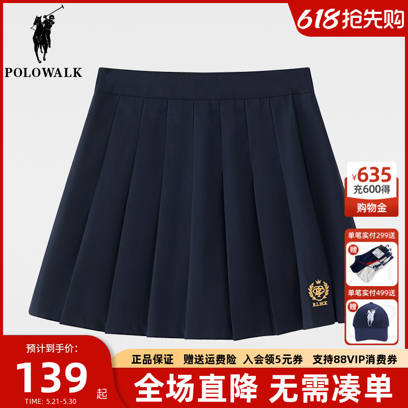 Polowalk Half-Length Pleated Skirt for Women 2025 Spring New Casual Preppy Style High-Waisted Slimming Jk Skirt Polowalk Half-Length Pleated Skirt for Women 2025 Spring New Casual Preppy Style High-Waisted Slimming Jk Skirt