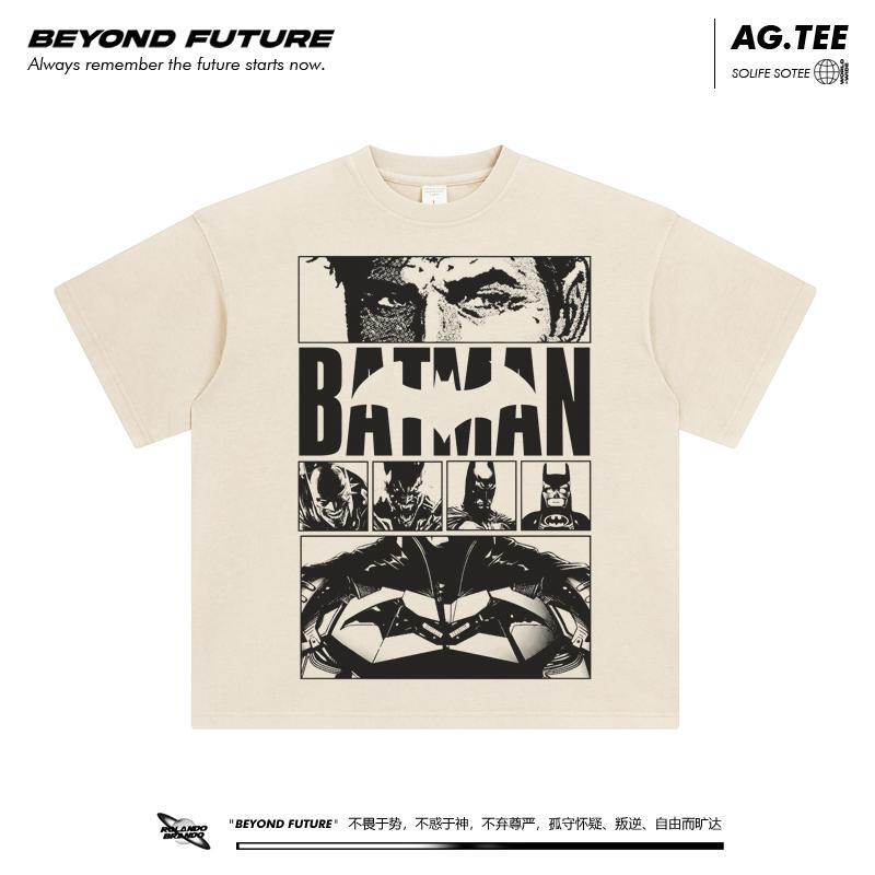 Batman American-Style Washed Vintage Oversized Loose Unisex Trendy Brand Short-Sleeve T-Shirt Top New