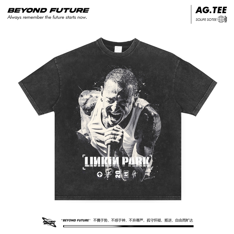 Linkinpark Rock American Style Trendy Brand Short-Sleeved T-Shirt Unisex Loose Washed Vintage Oversize
