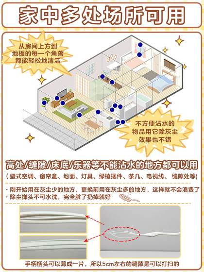 日本尤妮佳静电纤维除尘掸家用车用钢琴吸附灰尘不扬灰抗菌掸子