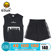 B.duck vịt vịt cậu bé của bộ mùa hè bông mới không khí không tay hai mảnh bộ vest quần short trẻ ướt.