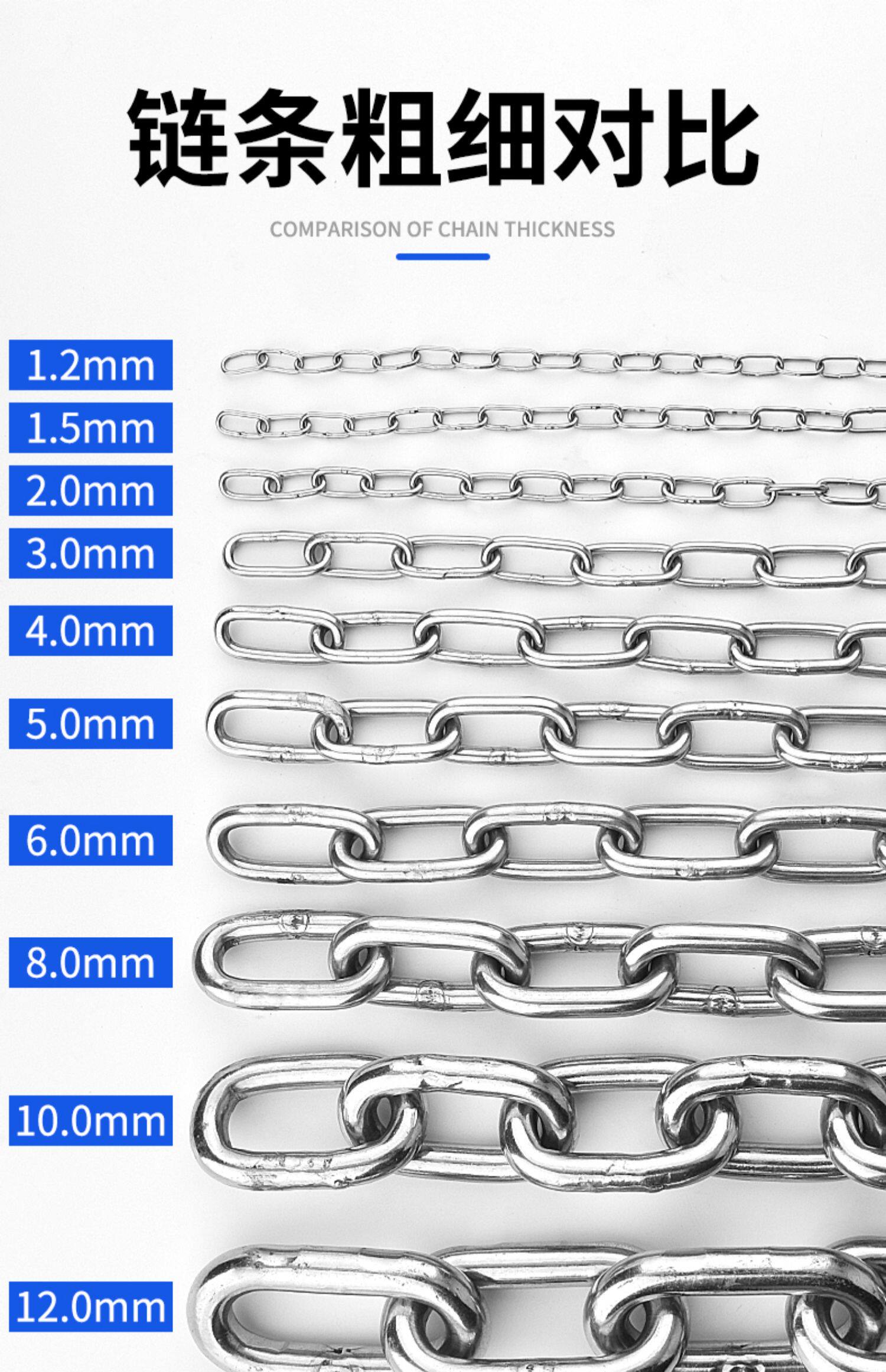不锈钢链条长环铁链铁锁链宠物狗链子实心铁环链晾衣秋千1.2-4mm详情5