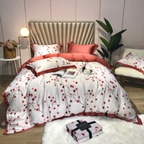 Spring and summer new products light luxury Tencel four-piece printing summer cool quilt bedding European luxury summer use