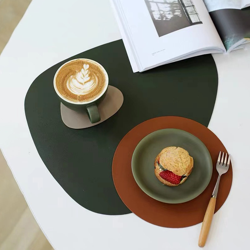 Nordic light luxury leather placemat environmental protection waterproof western food mat insulation pad coaster bowl mat dinner plate mat table mat anti-scalding
