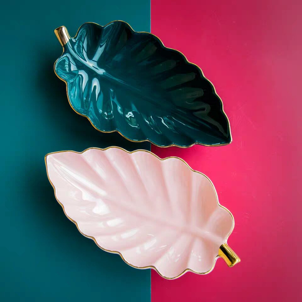 Storage Nursery Nordic Genguan Ceramic Phnom Penh Leaf Advanced Light Lavish Western Dining Hotel Sweet Pastry Dried Fruit Tray