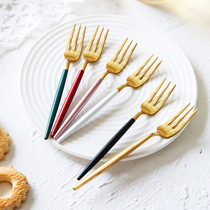 Eurostyle light extravaganza 304 stainless steel home fruit fork fruit sign sweet cake mooncake Cute Fork Subnetting Red Ins