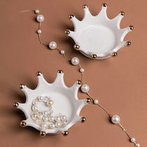 ins crown gold wedding jewelry plate nail art first jewelry rack earrings necklace storage box creative ornaments