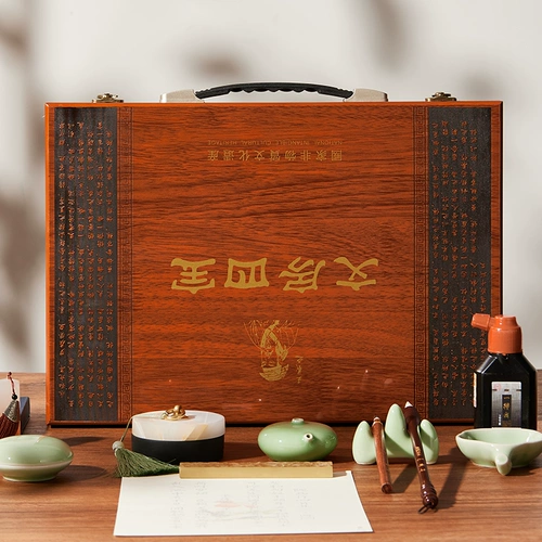 Кисть для письма, коробка для хранения, портативный профессиональный комплект из натурального дерева, высококлассная деревянная большая подарочная коробка, длинный ящик для хранения, печать для взрослых, подходит для начинающих