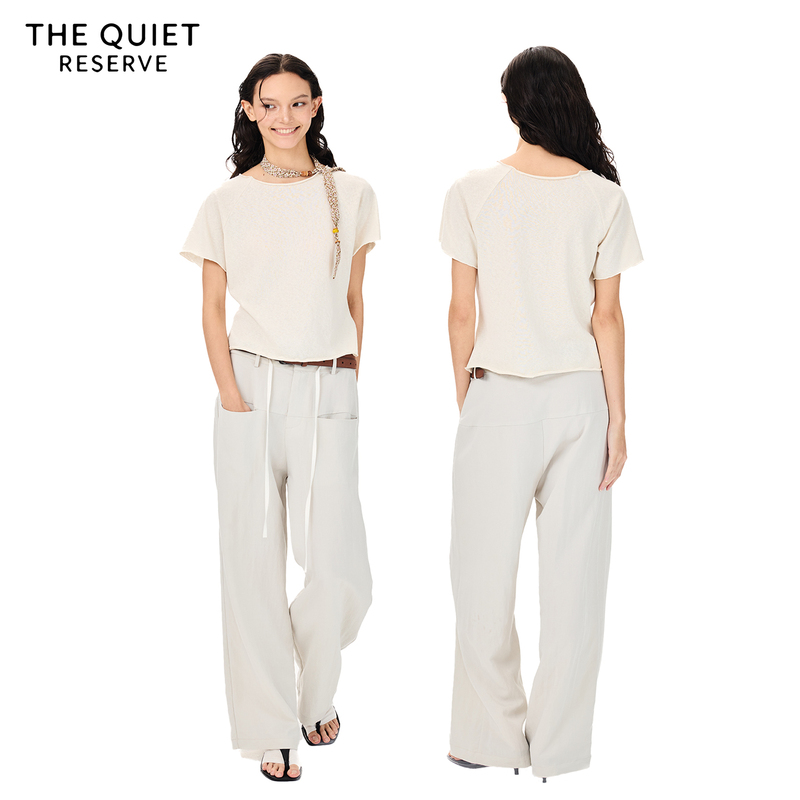 Thequietreserve's "Numbing Effect" Rolled-Edge Short-Sleeve T-Shirt with Raglan Sleeves, Short Style, Slimming, Versatile Casual Top