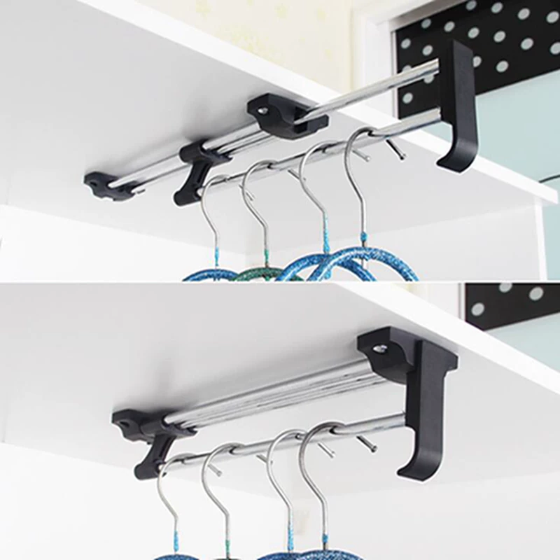 Retractable Iron Art Wardrobe Clothes Hanger Pull Out Close