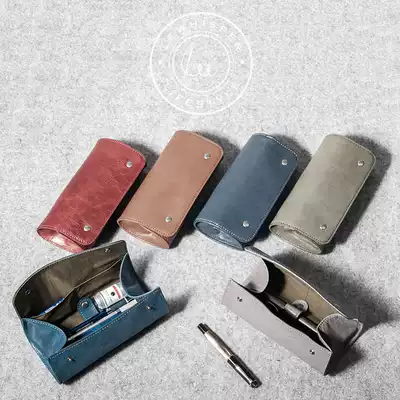 Lewhisper designer niche leather ins style original multifunctional large capacity all-round pen bag storage bag