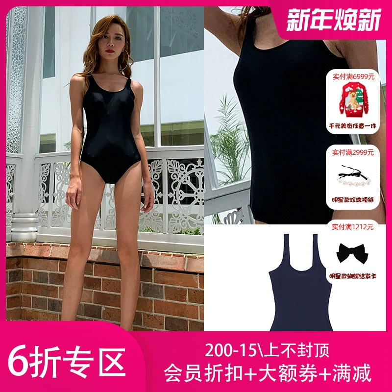 Sản phẩm mới Devil Beauty màu đen sexy tam giác mỏng áo tắm một mảnh khoét sâu hở lưng che bụng áo tắm cá nhân - Bộ đồ bơi One Piece