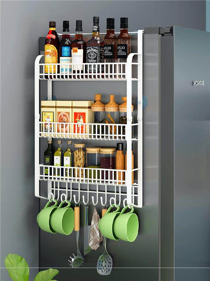 Refrigerator side hanger cosmetic storage hanging kitchen outside side window sill rack hanger hook black