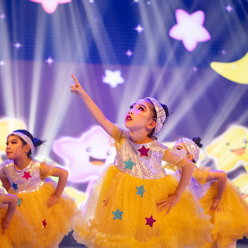 Children acting out of fluffy dress girl yarn dress dance dress Kindergarten performance Costume Little Stars Cute China Dance